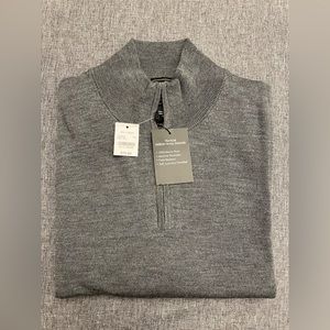 Jos A Bank Quarter Zip Sweater Traveler Collection Merino Wool Tailored Fit XXL